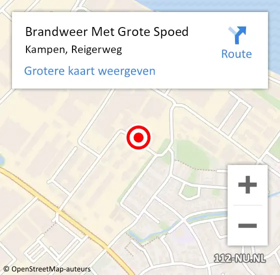 Locatie op kaart van de 112 melding: Brandweer Met Grote Spoed Naar Kampen, Reigerweg op 21 mei 2014 15:14