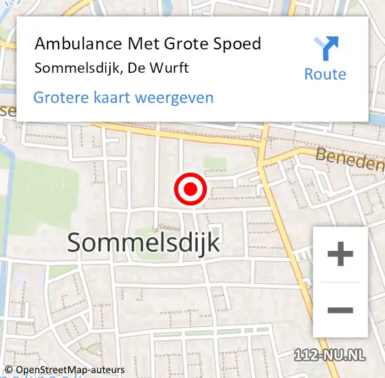 Locatie op kaart van de 112 melding: Ambulance Met Grote Spoed Naar Sommelsdijk, De Wurft op 12 oktober 2020 13:22