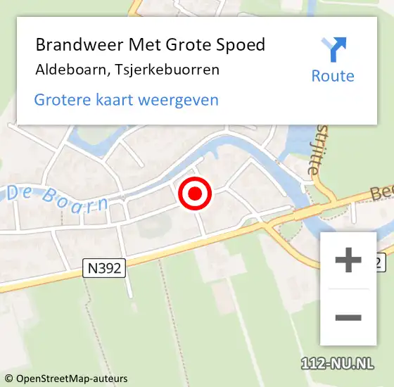 Locatie op kaart van de 112 melding: Brandweer Met Grote Spoed Naar Aldeboarn, Tsjerkebuorren op 12 oktober 2020 14:06