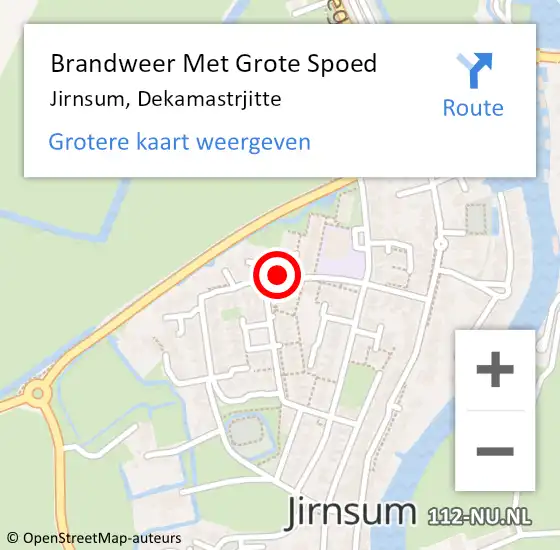 Locatie op kaart van de 112 melding: Brandweer Met Grote Spoed Naar Jirnsum, Dekamastrjitte op 12 oktober 2020 14:06