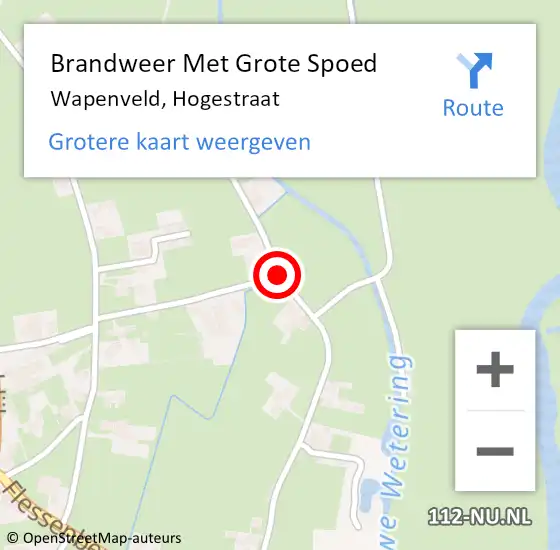 Locatie op kaart van de 112 melding: Brandweer Met Grote Spoed Naar Wapenveld, Hogestraat op 12 oktober 2020 14:16