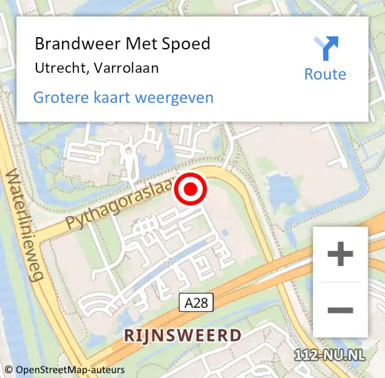 Locatie op kaart van de 112 melding: Brandweer Met Spoed Naar Utrecht, Varrolaan op 12 oktober 2020 14:30