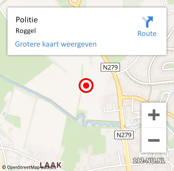 Locatie op kaart van de 112 melding: Politie Roggel op 12 oktober 2020 17:47