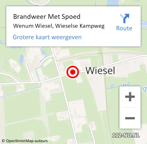 Locatie op kaart van de 112 melding: Brandweer Met Spoed Naar Wenum Wiesel, Wieselse Kampweg op 12 oktober 2020 18:09