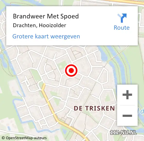 Locatie op kaart van de 112 melding: Brandweer Met Spoed Naar Drachten, Hooizolder op 12 oktober 2020 19:58