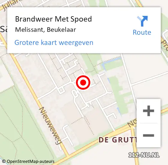 Locatie op kaart van de 112 melding: Brandweer Met Spoed Naar Melissant, Beukelaar op 12 oktober 2020 20:03