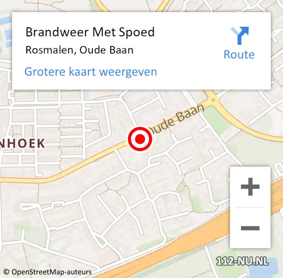 Locatie op kaart van de 112 melding: Brandweer Met Spoed Naar Rosmalen, Oude Baan op 12 oktober 2020 21:09