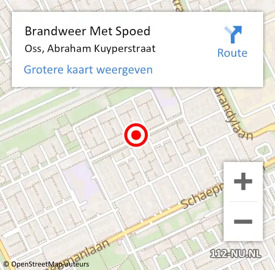 Locatie op kaart van de 112 melding: Brandweer Met Spoed Naar Oss, Abraham Kuyperstraat op 12 oktober 2020 21:45