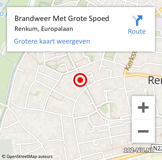 Locatie op kaart van de 112 melding: Brandweer Met Grote Spoed Naar Renkum, Europalaan op 12 oktober 2020 22:33