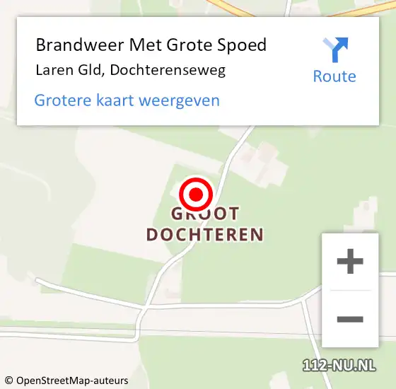 Locatie op kaart van de 112 melding: Brandweer Met Grote Spoed Naar Laren Gld, Dochterenseweg op 21 mei 2014 15:52