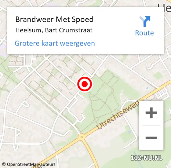 Locatie op kaart van de 112 melding: Brandweer Met Spoed Naar Heelsum, Bart Crumstraat op 13 oktober 2020 02:30