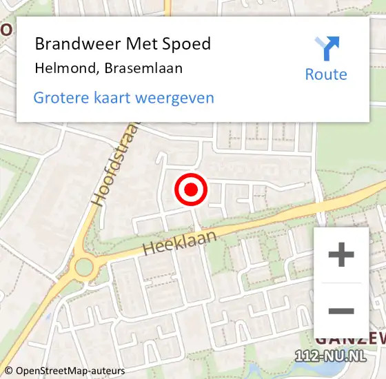 Locatie op kaart van de 112 melding: Brandweer Met Spoed Naar Helmond, Brasemlaan op 21 mei 2014 16:03