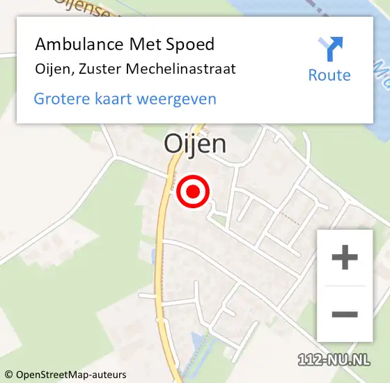 Locatie op kaart van de 112 melding: Ambulance Met Spoed Naar Oijen, Zuster Mechelinastraat op 21 mei 2014 16:11