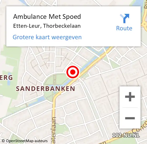 Locatie op kaart van de 112 melding: Ambulance Met Spoed Naar Etten-Leur, Thorbeckelaan op 21 mei 2014 16:12