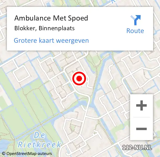 Locatie op kaart van de 112 melding: Ambulance Met Spoed Naar Blokker, Binnenplaats op 13 oktober 2020 08:13