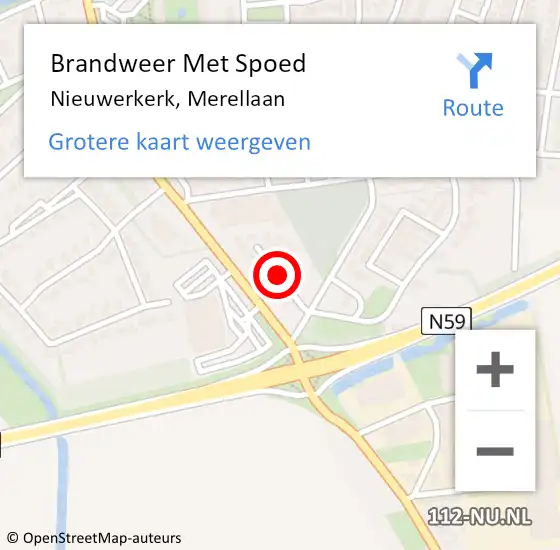 Locatie op kaart van de 112 melding: Brandweer Met Spoed Naar Nieuwerkerk, Merellaan op 13 oktober 2020 09:52