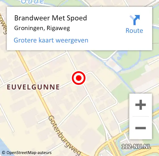 Locatie op kaart van de 112 melding: Brandweer Met Spoed Naar Groningen, Rigaweg op 13 oktober 2020 10:04