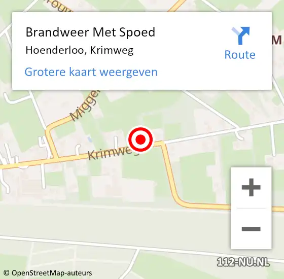 Locatie op kaart van de 112 melding: Brandweer Met Spoed Naar Hoenderloo, Krimweg op 21 mei 2014 16:28