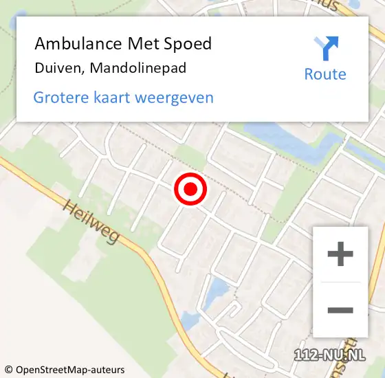 Locatie op kaart van de 112 melding: Ambulance Met Spoed Naar Duiven, Mandolinepad op 13 oktober 2020 11:15