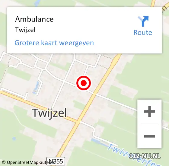 Locatie op kaart van de 112 melding: Ambulance Twijzel op 21 mei 2014 16:32