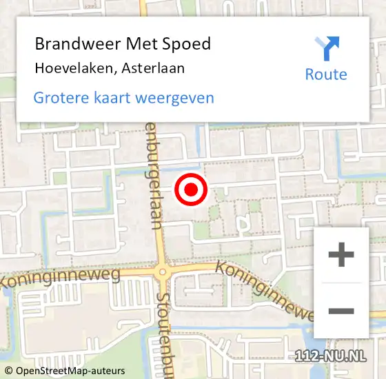 Locatie op kaart van de 112 melding: Brandweer Met Spoed Naar Hoevelaken, Asterlaan op 13 oktober 2020 12:26