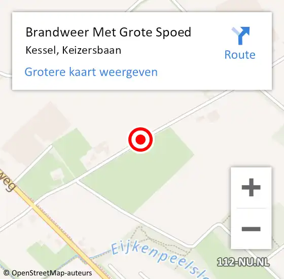 Locatie op kaart van de 112 melding: Brandweer Met Grote Spoed Naar Kessel, Keizersbaan op 13 oktober 2020 14:32