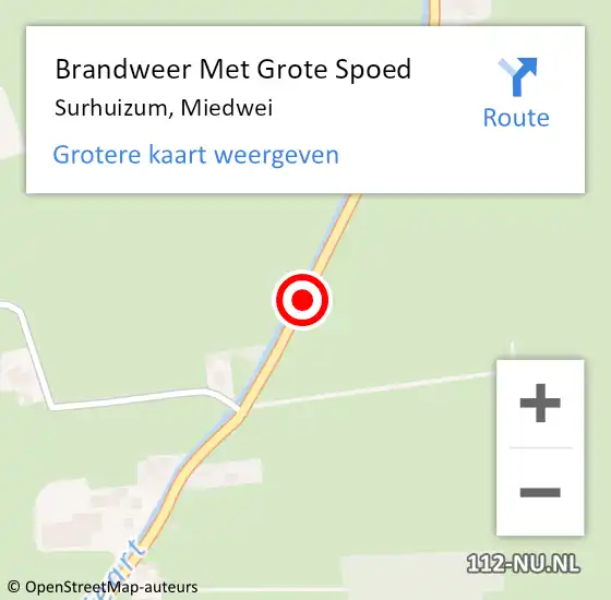 Locatie op kaart van de 112 melding: Brandweer Met Grote Spoed Naar Surhuizum, Miedwei op 13 oktober 2020 14:46