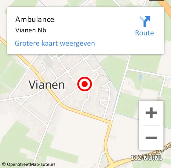 Locatie op kaart van de 112 melding: Ambulance Vianen Nb op 13 oktober 2020 15:16