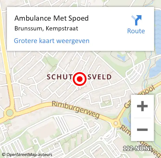 Locatie op kaart van de 112 melding: Ambulance Met Spoed Naar Brunssum, Kempstraat op 21 mei 2014 16:51