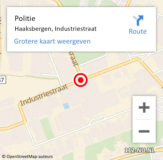 Locatie op kaart van de 112 melding: Politie Haaksbergen, Industriestraat op 13 oktober 2020 16:22