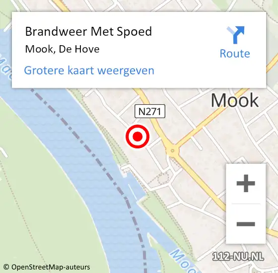 Locatie op kaart van de 112 melding: Brandweer Met Spoed Naar Mook, De Hove op 13 oktober 2020 18:35