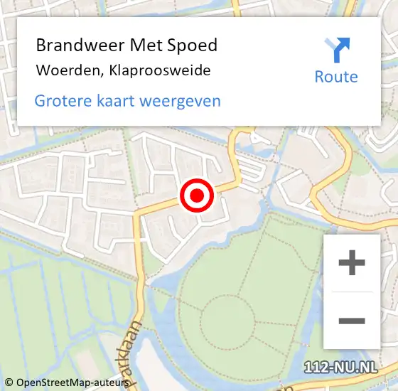 Locatie op kaart van de 112 melding: Brandweer Met Spoed Naar Woerden, Klaproosweide op 13 oktober 2020 19:15