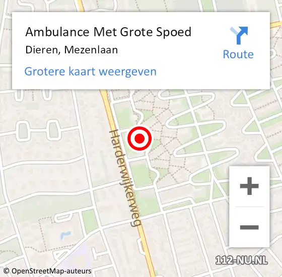 Locatie op kaart van de 112 melding: Ambulance Met Grote Spoed Naar Dieren, Mezenlaan op 13 oktober 2020 19:25