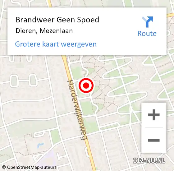 Locatie op kaart van de 112 melding: Brandweer Geen Spoed Naar Dieren, Mezenlaan op 13 oktober 2020 19:37