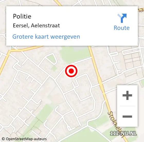 Locatie op kaart van de 112 melding: Politie Eersel, Aelenstraat op 13 oktober 2020 19:52