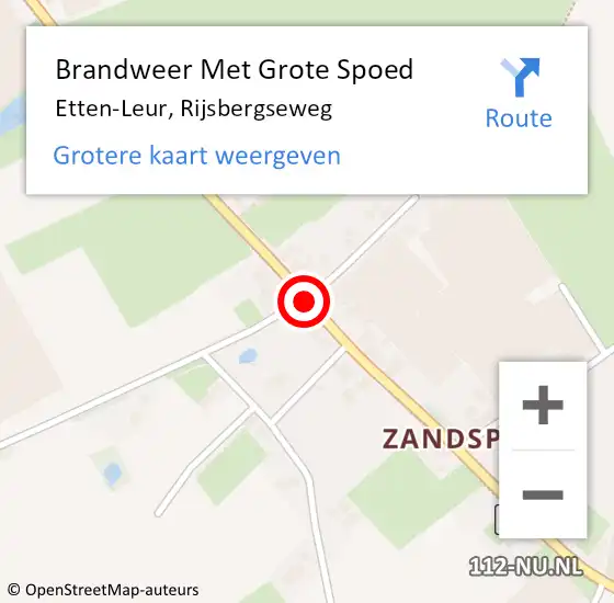 Locatie op kaart van de 112 melding: Brandweer Met Grote Spoed Naar Etten-Leur, Rijsbergseweg op 13 oktober 2020 20:09