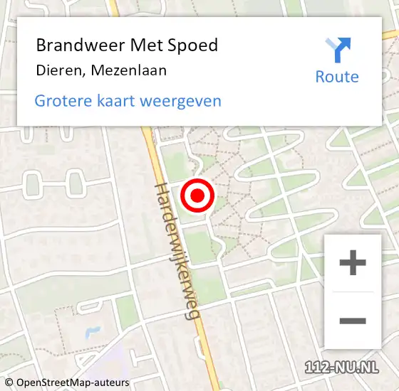 Locatie op kaart van de 112 melding: Brandweer Met Spoed Naar Dieren, Mezenlaan op 13 oktober 2020 20:32