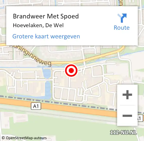 Locatie op kaart van de 112 melding: Brandweer Met Spoed Naar Hoevelaken, De Wel op 13 oktober 2020 20:57