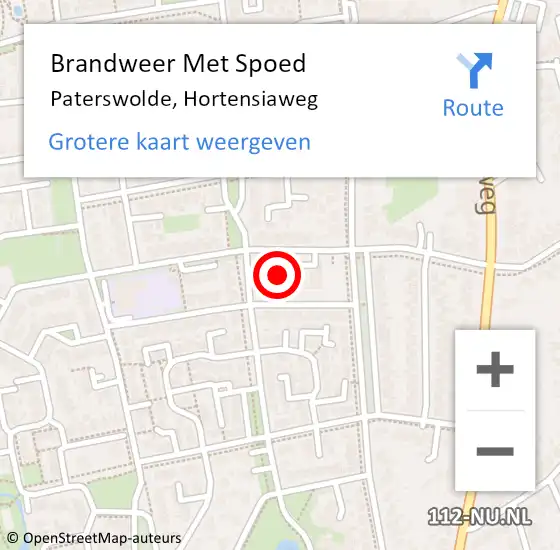 Locatie op kaart van de 112 melding: Brandweer Met Spoed Naar Paterswolde, Hortensiaweg op 21 mei 2014 17:31