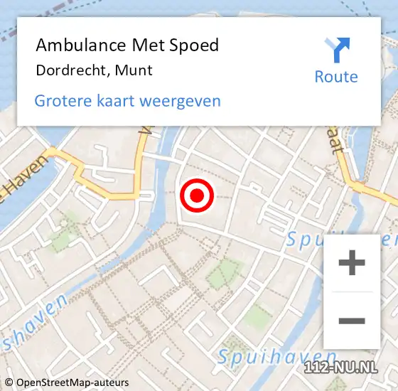 Locatie op kaart van de 112 melding: Ambulance Met Spoed Naar Dordrecht, Munt op 13 oktober 2020 22:39