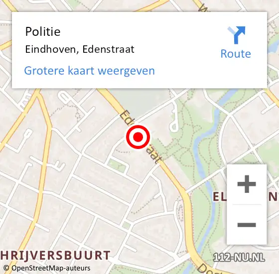 Locatie op kaart van de 112 melding: Politie Eindhoven, Edenstraat op 13 oktober 2020 23:22