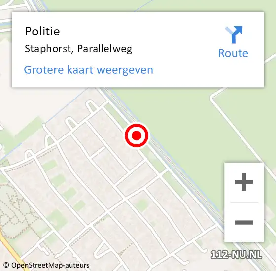 Locatie op kaart van de 112 melding: Politie Staphorst, Parallelweg op 14 oktober 2020 00:40