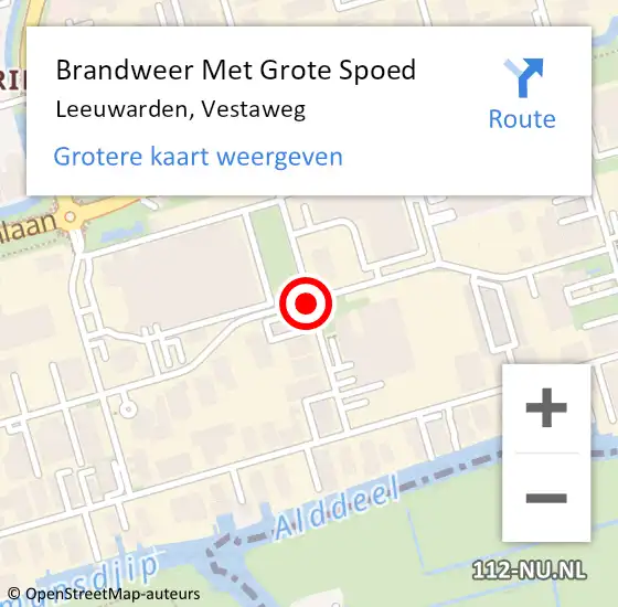 Locatie op kaart van de 112 melding: Brandweer Met Grote Spoed Naar Leeuwarden, Vestaweg op 14 oktober 2020 02:10