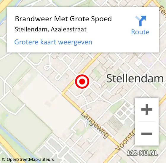 Locatie op kaart van de 112 melding: Brandweer Met Grote Spoed Naar Stellendam, Azaleastraat op 14 oktober 2020 03:30