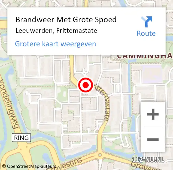 Locatie op kaart van de 112 melding: Brandweer Met Grote Spoed Naar Leeuwarden, Frittemastate op 14 oktober 2020 06:52