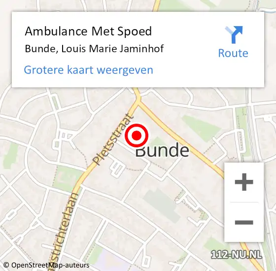 Locatie op kaart van de 112 melding: Ambulance Met Spoed Naar Bunde, Louis Marie Jaminhof op 21 mei 2014 18:03