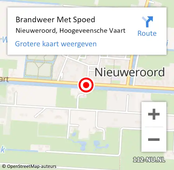 Locatie op kaart van de 112 melding: Brandweer Met Spoed Naar Nieuweroord, Hoogeveensche Vaart op 14 oktober 2020 08:09