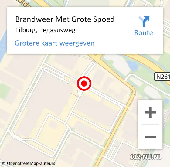 Locatie op kaart van de 112 melding: Brandweer Met Grote Spoed Naar Tilburg, Pegasusweg op 14 oktober 2020 08:19