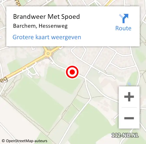 Locatie op kaart van de 112 melding: Brandweer Met Spoed Naar Barchem, Hessenweg op 21 mei 2014 18:06