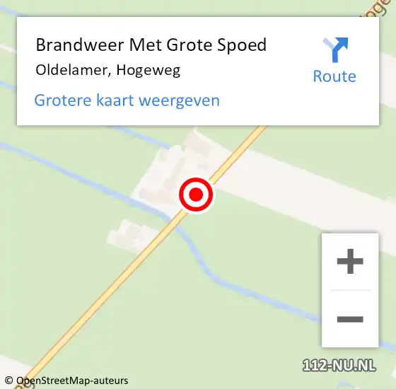 Locatie op kaart van de 112 melding: Brandweer Met Grote Spoed Naar Oldelamer, Hogeweg op 14 oktober 2020 08:58
